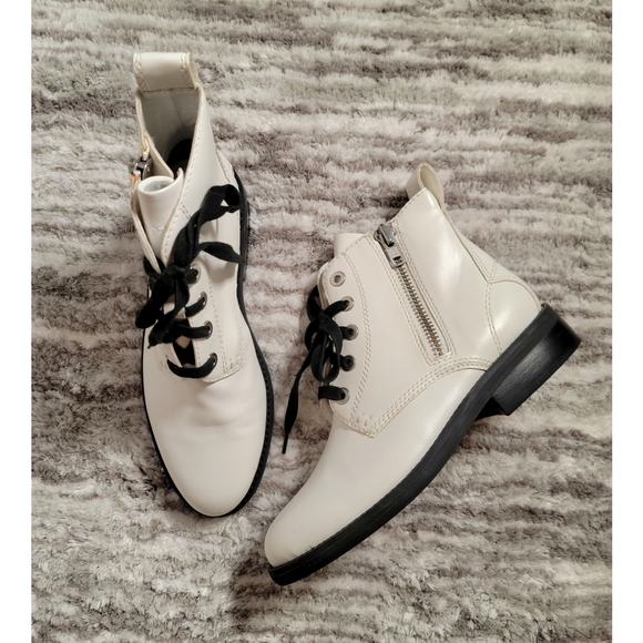 Abound Shoes - Abound Ankle White Boots with Black Laces and Soles